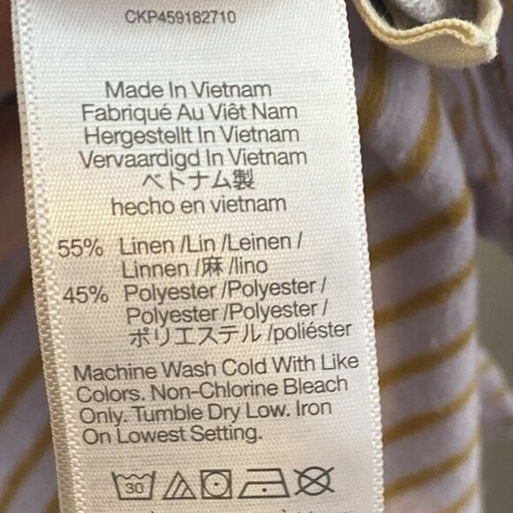 Madewell Sz M Stripe Linen Blend U-Scoop Short Sleeve Tee Distant Lavender ND798 - Picture 7 of 12